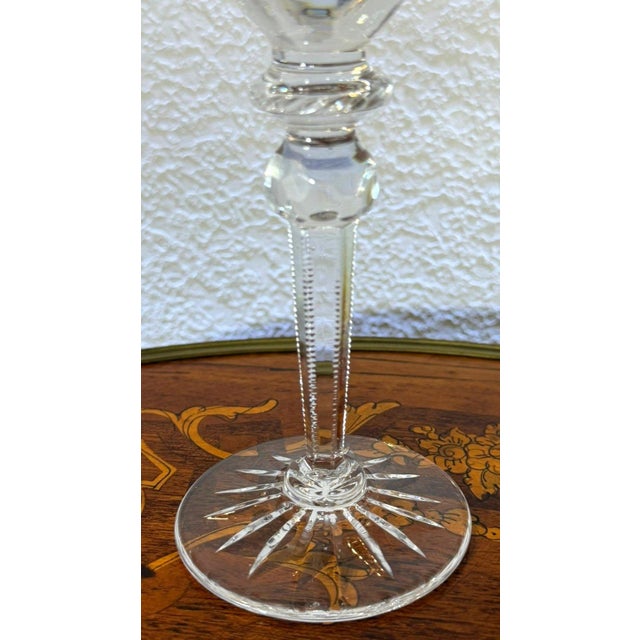 Traditional 1990s Rogaska Queen Crystal Water Goblet Cut Floral Stemware Slovenia For Sale - Image 3 of 9