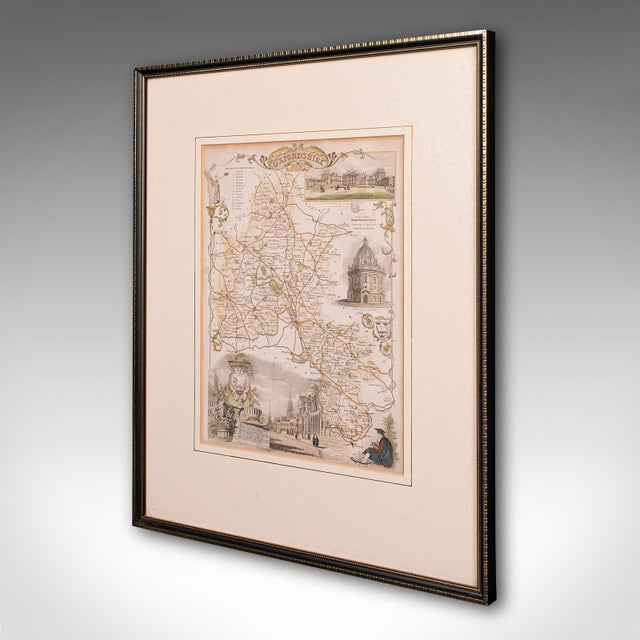 English 1850's Antique County Map Oxfordshire For Sale - Image 3 of 12