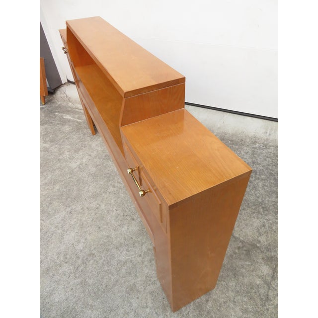 Tan La Period Mid Century Full Size Bed Frame W/ Drawers or Queen Size Headboard For Sale - Image 8 of 17