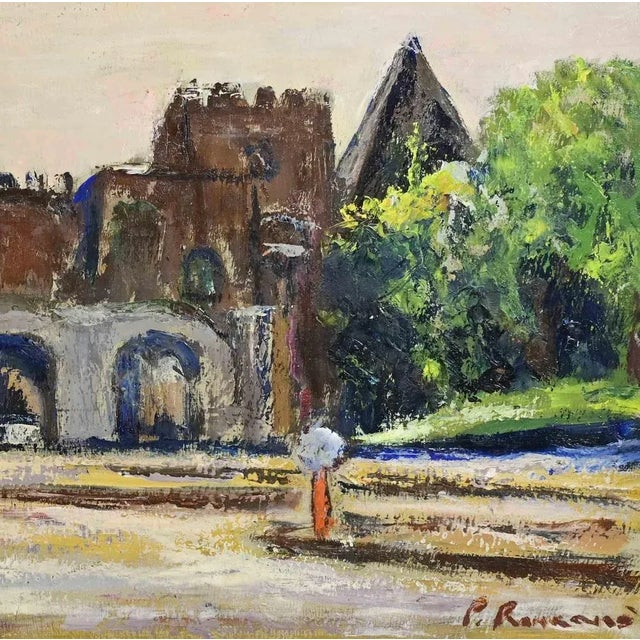Contemporary Pino Romanò, Poarta Sân Paolo and the Pyramid in Rome, Oil Painting, 1990s For Sale - Image 3 of 5