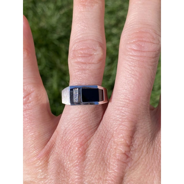 The Ardath: White Gold Onyx and Diamonds Gentleman's Ring For Sale - Image 10 of 11