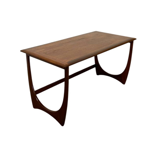 Wood Mid-Century Modern Sculptural Walnut Coffee Table – Vintage MCM Crescent U-Base Low Table. For Sale - Image 7 of 8