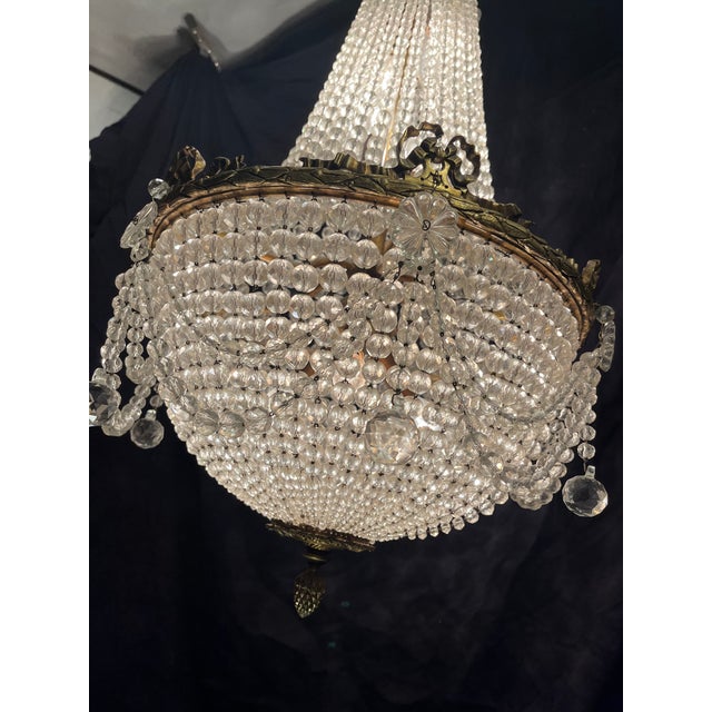 19th Century French Empire Crystal Basket Chandelier For Sale - Image 4 of 15