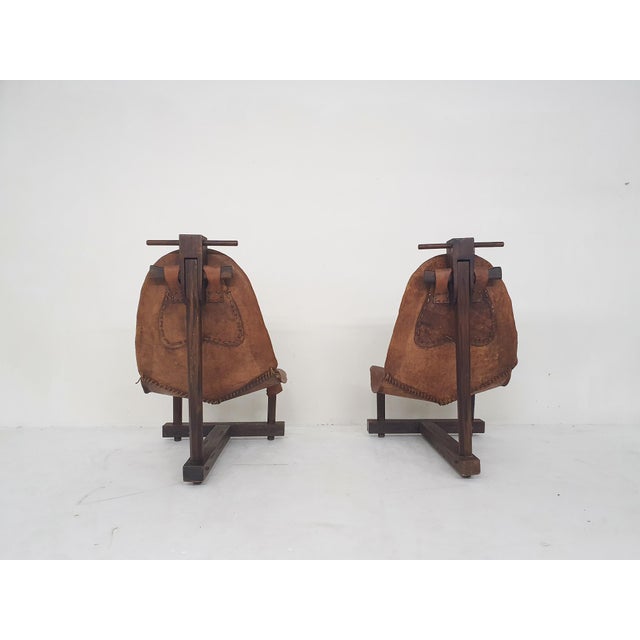 Brown Vintage Saddle Leather Lounge Chairs, Brazil, 1960s, Set of 2 For Sale - Image 8 of 18