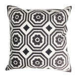 Contemporary Mandir Black and White Cotton Pillow For Sale
