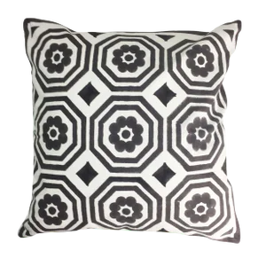 Contemporary Mandir Black and White Cotton Pillow