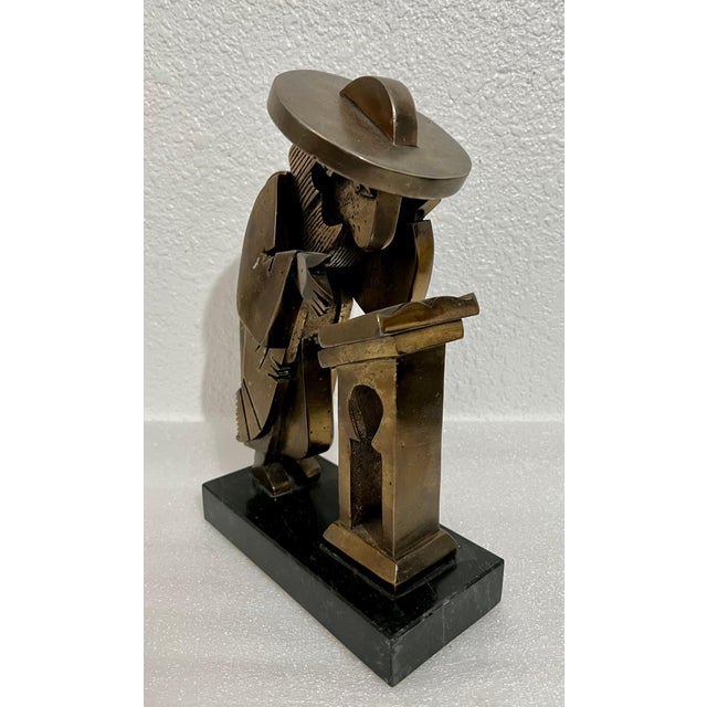 Frank Meisler, Rare Vintage Israeli Judaica Rabbi Praying Mechanical Sculpture Frank Meisler For Sale In Miami - Image 6 of 11