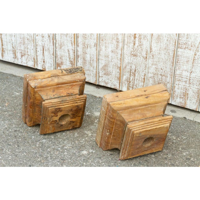 Set of Two Teak British Colonial Column Capitals For Sale - Image 4 of 6