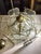 Traditional Vintage Brass & Glass Starburst Chandelier 16" Hanging Ceiling Light Fixture For Sale - Image 3 of 13