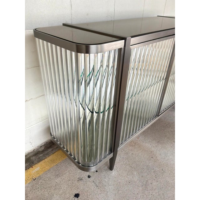 Silver Caracole Modern Acrylic and Sati Nickel Light Up Stop and Stare Sideboard For Sale - Image 8 of 10