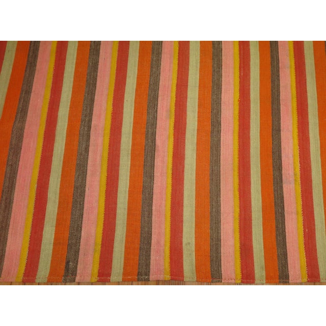 Mid-Century Modern Vintage Turkish Striped Kilim - 6'3" x 9'3" For Sale - Image 3 of 6
