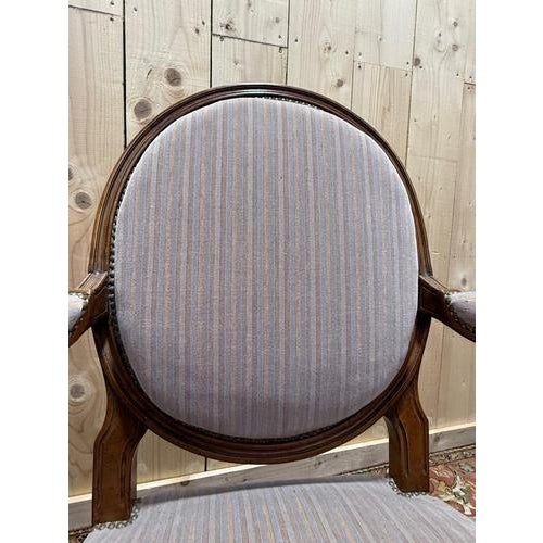 Large Louis XVI Medallion Armchairs, Set of 2 For Sale - Image 3 of 8