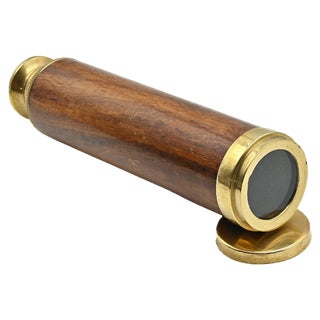 Vintage Bronze & Wood Telescope, Early 20th-Century For Sale