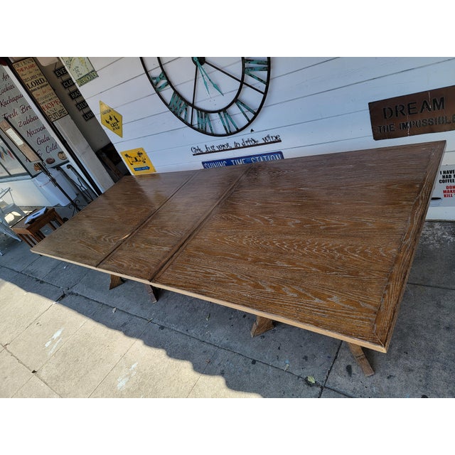 1980s Modern Long Oak Wood Dining Table. For Sale - Image 5 of 18