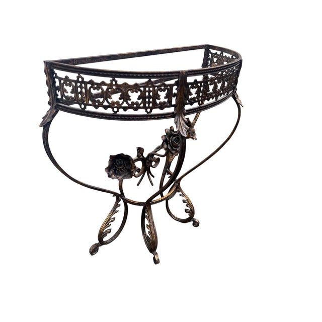 Early 20th Century Oscar Bach Style Marble Top Iron Console Iron Mirror For Sale - Image 13 of 18