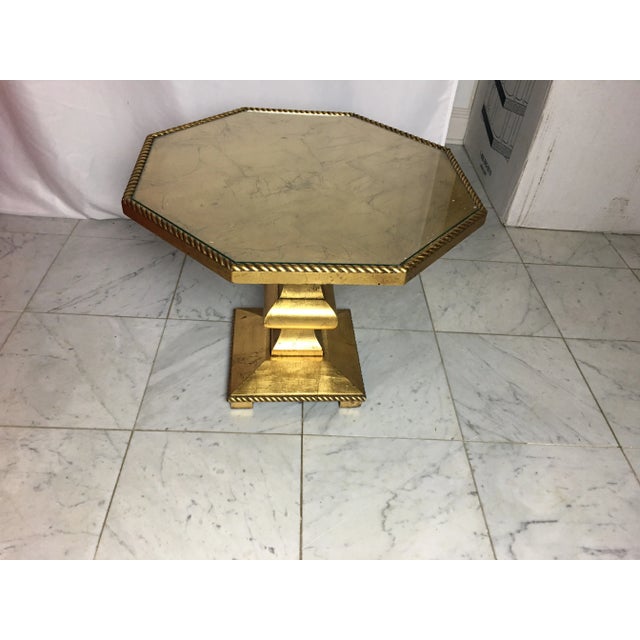 1960s Hollywood Regency Gold Leaf Octagonal Side Table For Sale In Detroit - Image 6 of 6