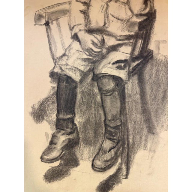 Heinrich Pforr, Midday Nap Sleeping Boy on Chair, 1905, Charcoal on Paper For Sale - Image 10 of 12