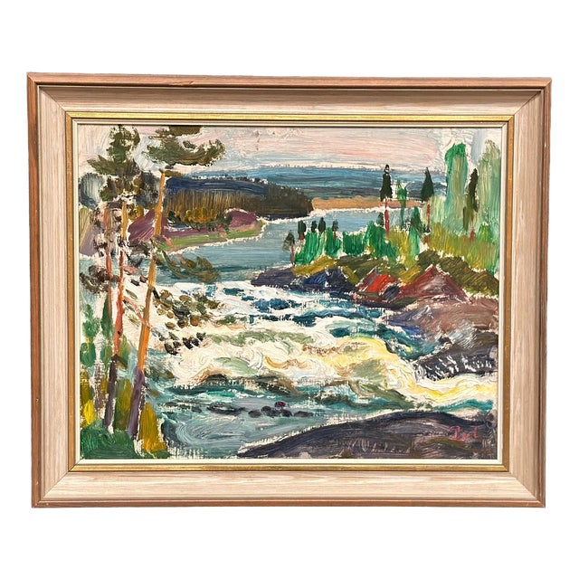 Paul Sahlin, Forsande vatten, 1950s, Oil Painting on Panel, Framed For Sale