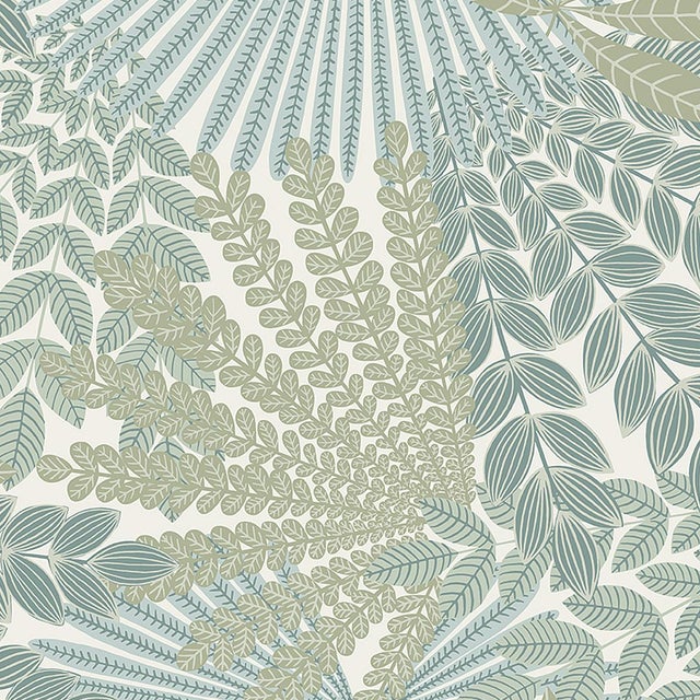 SAMPLE - Boråstapeter Velvet Leaves Wallpaper In Ivory And Sage For Sale