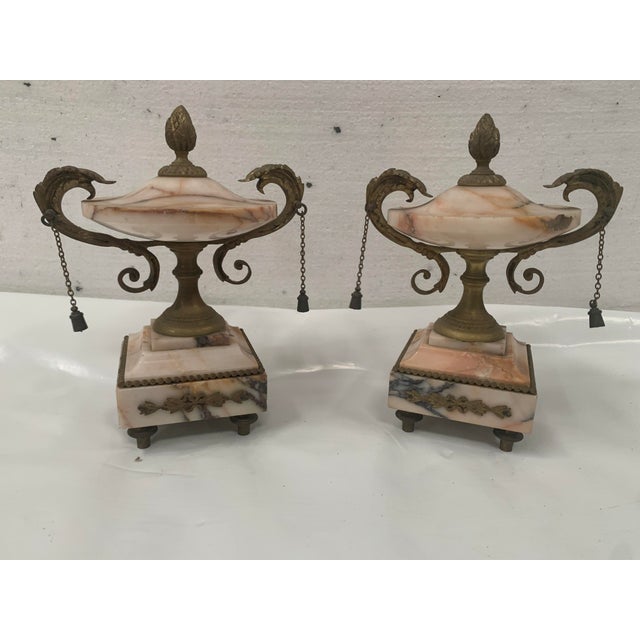Louis XVI Fireplace Set in Marble and Chased Bronze, Set of 3 For Sale - Image 4 of 18