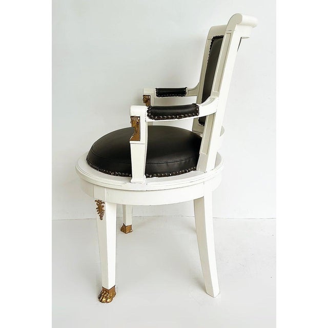 1850s French Empire Armchairs, Fine Gilt Bronze Mounts, Painted and Upholstered For Sale - Image 17 of 17
