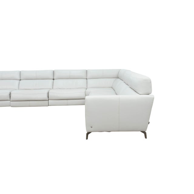 Gray Natuzzi Italia Leather Power Reclining Sectional Sofa For Sale - Image 8 of 10