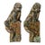 Bronze Pair of Water-Drawing Mythical Beasts (Xishui Shou) With Gold Inlay - Green Patina Bronze Figurines on Bases For Sale