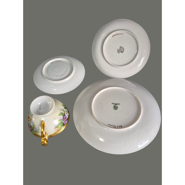 Ceramic Vintage Plankenhammer Floss Bavaria Painted Pansies Porcelain 4piece Tea, Luncheon, Dessert Set For Sale - Image 7 of 10
