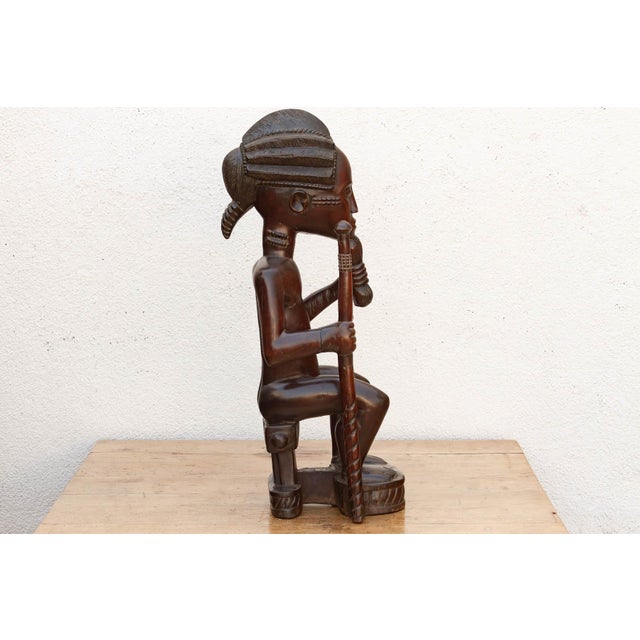Brown Handcarved African Chokwe Chief Figure For Sale - Image 8 of 10
