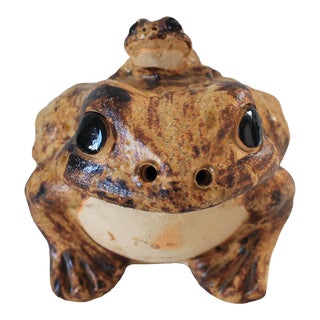 1930's Shigaraki Ware Japan Frog / Toad & Baby Figure For Sale