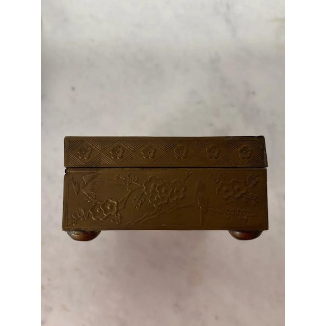 1920s Art Deco Chinese Dragon Bat Brass Repouseé Box For Sale - Image 5 of 10