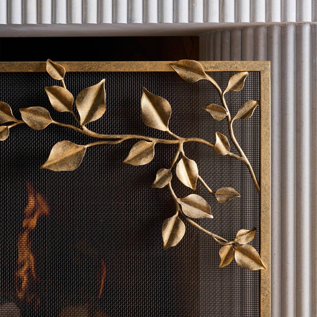 Tobacco Graceful Leaves Fireplace Screen For Sale - Image 10 of 11