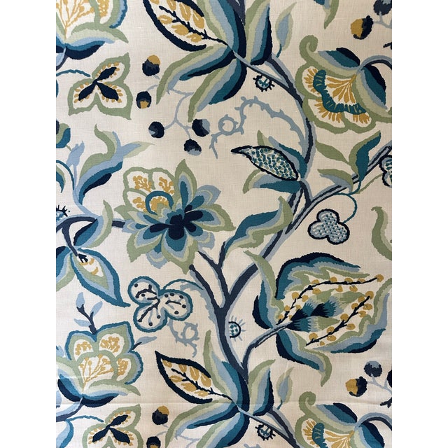 Schumacher Schumacher 180970 Alexandra Vine Linen Navy and Leaf Fabric 3 7/8 Yards For Sale - Image 4 of 5