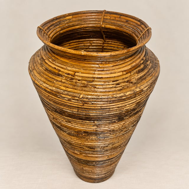Vintage Italian Pencil Reed Floor Vase For Sale - Image 4 of 11