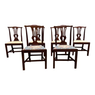 19th Century Set of 6 Antique Georgian Chippendale Style Mahogany Dining Chairs For Sale