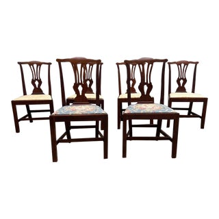 19th Century Set of 6 Antique Georgian Chippendale Style Mahogany Dining Chairs For Sale