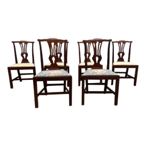 19th Century Set of 6 Antique Georgian Chippendale Style Mahogany Dining Chairs