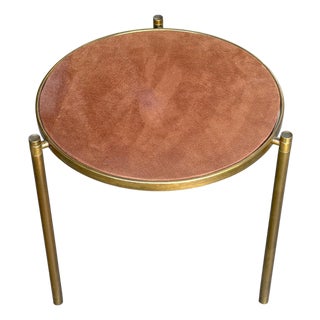 Mastercraft Bronze and Suede Side Table, USA, circa 1970s For Sale