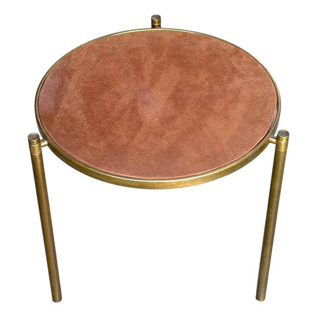 Mastercraft Bronze and Suede Side Table, USA, circa 1970s For Sale