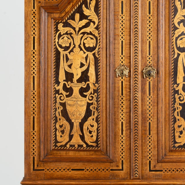 Early 19th Century Early 19th Century Danish Oak Inlaid Five Drawer Cabinet With Angels For Sale - Image 5 of 11