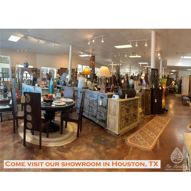 115" Tall Antique Teak Front Door With Arched Transom | 1800s Indian Architectural Salvage | Moorish Mediterranean Exterior Entryway Upgrade For Sale In Houston - Image 6 of 7