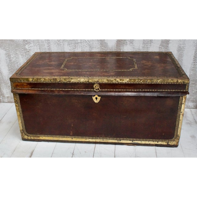 Antique Georgian Studded Vellum and Camphor Wood Chest or Trunk For Sale - Image 14 of 14