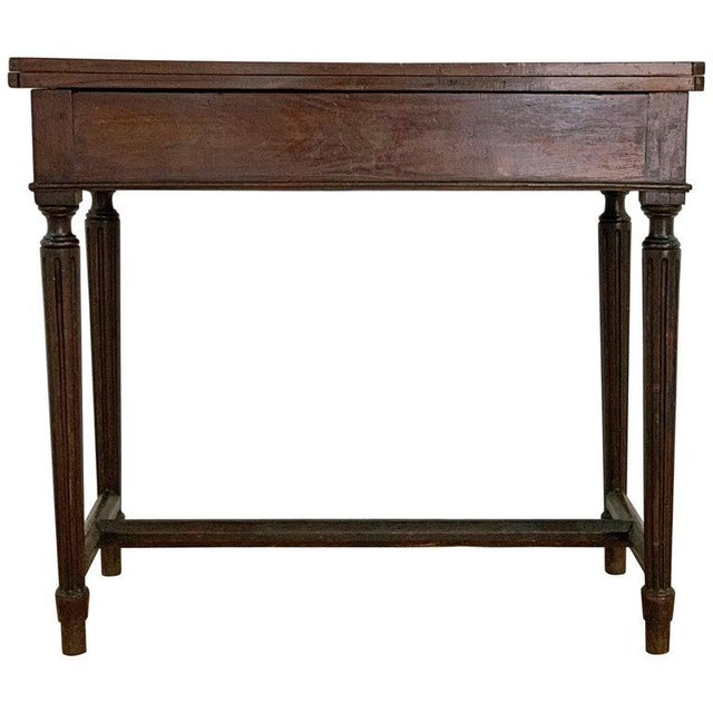 19th Century French Fold Over Mahogany Games or Tea Table For Sale - Image 12 of 12
