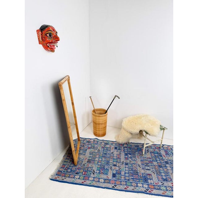1970s Large Italian Rectangular Bamboo and Rattan Mirror, 1970s For Sale - Image 5 of 14