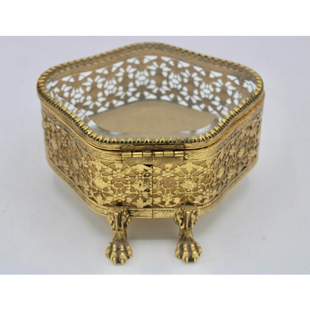Vintage French Beveled Glass Jewelry Box For Sale - Image 4 of 10