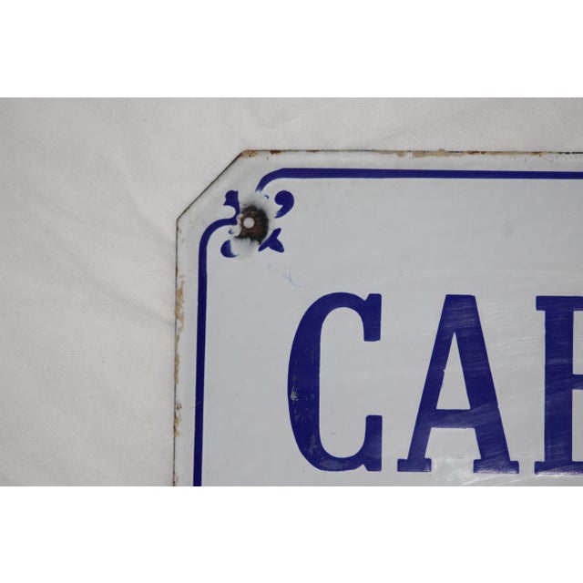 1970s Phone Box Sign in Blue and White Enamel Metal, 1970s For Sale - Image 5 of 18