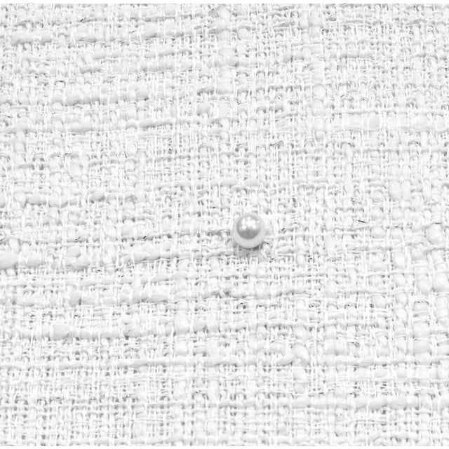 Late 20th Century Vintage Hollywood Regency Voyage Maison Pearl Embellished Snow Boucle Tweed Fabric- 4 Yards For Sale - Image 5 of 9