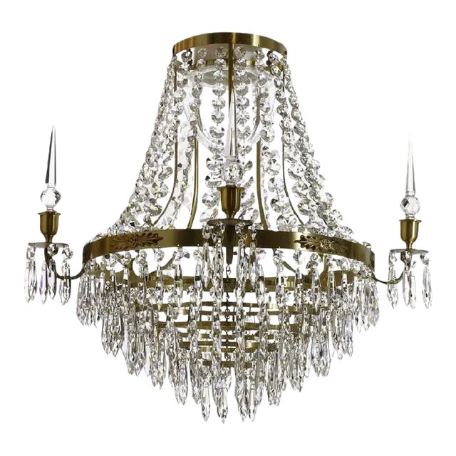Large Brass Bathroom Chandelier For Sale