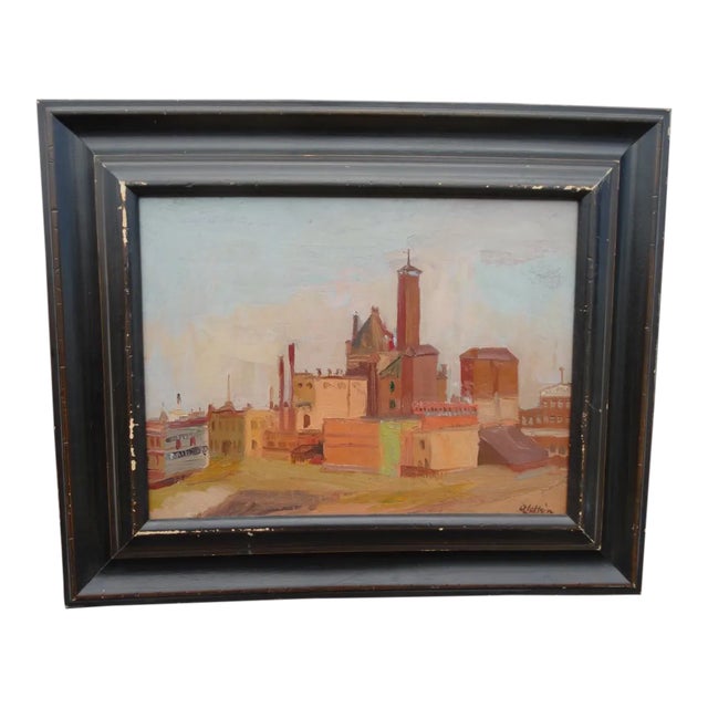 1932 Anders Aldrin: Spokane Brewery Painting, Framed For Sale
