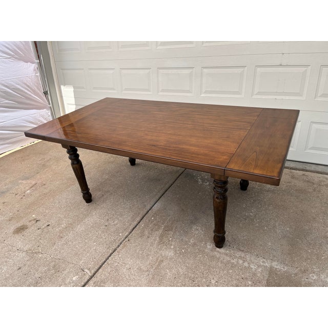 Farmhouse Rustic Walnut Farmhouse Extension Dining Table For Sale - Image 3 of 12